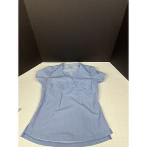 Jaanuu Women's XS Scrub Top Short sleeve Light Blue 1‎ pocket Tuck-In J96173